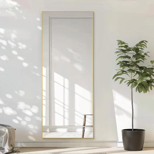 MELOMOIR Gold Full Length Mirror, Free Standing or Wall Mounted, Full Body Mirror for Bedroom, Living Room, Gym, Dorm - MIRRORONS