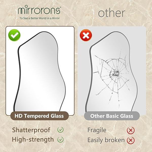 Mirrorons Irregular Wall Mirror, Black Asymmetrical Mirror Decorative Bathroom Mirror, Cloud Mirror, Modern Vanity Mirror, Shatterproof Black Mirror - MIRRORONS