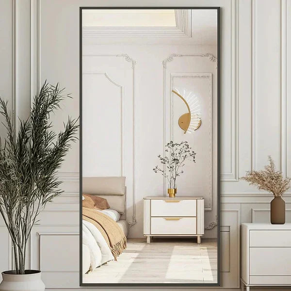 MELOMOIR Oversized Floor Mirror, Freestanding, Large Full Body Mirror for Bedroom, Living Room & Gym - Black Mirror with Tempered Glass - MIRRORONS