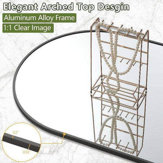 MELOMOIR Arched Full Length Mirror, Black Floor Mirror for Bedroom, Living Room, Gym, Dorm - MIRRORONS