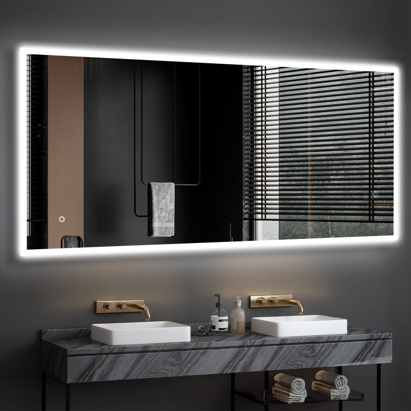 Lyra LED Bathroom Mirror, Modern Design, Acrylic Frame, Tri-Color Adjustable, Stepless Dimming, Anti-Fog