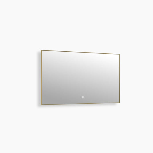 Apus Brushed Blonde LED Bathroom Mirror, Backlit, Aluminum Profile, Tri-Color Adjustable, Stepless Dimming, Anti-Fog