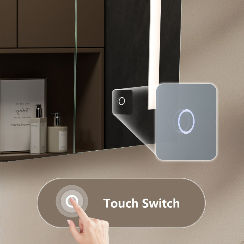 Mirrorons Medicine Cabinet with LED Lights, Rectangle, 25 x 28 Inch, Defogger, 3-Color Mode, Dimmer, Silver Gray