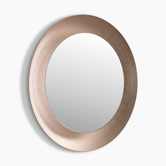 Polaris Round LED Bathroom Mirror, Modern Design, Brushed Rose Gold, Tri-Color Adjustable, Stepless Dimming, Anti-Fog