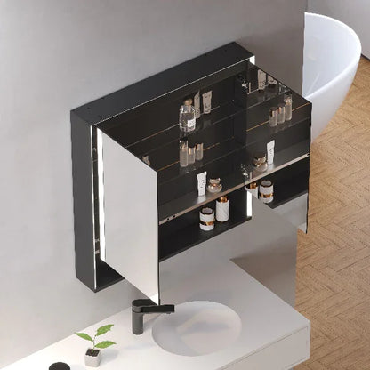 Mirrorons  Custom Medicine Cabinet, Defogger, Dimmable, 3 Color Light, Easy to Install, Matte Black