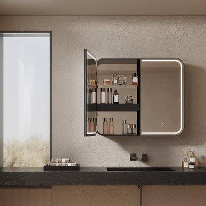 Mirrorons Custom Medicine Cabinet with LED Lights, Square, Defogger, 3-Color Mode, Dimmer, Matte Black or Matte White