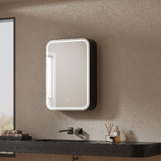 Mirrorons Custom Medicine Cabinet with LED Lights, Rectangle, Defogger, 3-Color Mode, Dimmer, Matte Black or Matte White