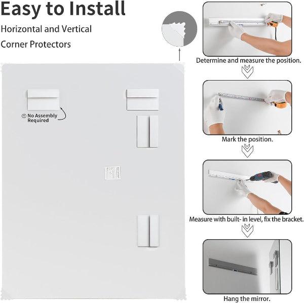 Mirrorons Beveled Mirror, Wall Mirror 18" x 24", Frameless Rectangle Bathroom Mirror with Beveled Edge, Hangs Horizontally or Vertically. Rounded Corner Tempered Mirror
