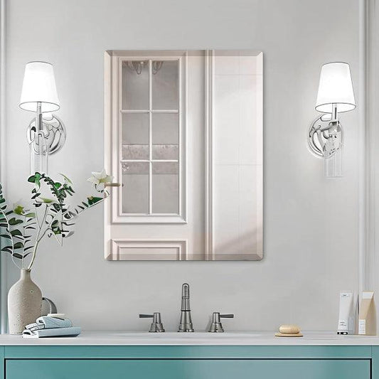 Beveled Mirror, Wall Mirror, Frameless Rectangle Bathroom Mirror with Beveled Edge, Hangs Horizontally or Vertically. Rounded Corner Tempered Mirror - MIRRORONS