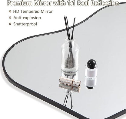 Mirrorons Irregular Wall Mirror, Black Asymmetrical Mirror Decorative Bathroom Mirror, Cloud Mirror, Modern Vanity Mirror, Shatterproof Black Mirror - MIRRORONS