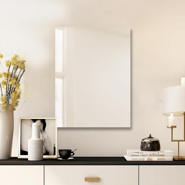 Mirrorons Bathroom Vanity Mirror 18" x 24", Frameless Mirror with Polished Edge, Hangs Horizontally or Vertically. Upgraded Shatterproof Bathroom Mirror for Wall.