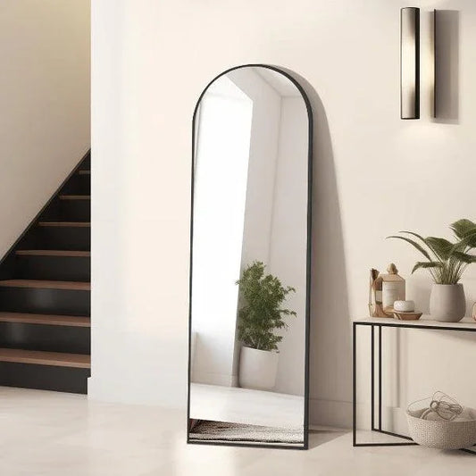 MELOMOIR Arched Full Length Mirror, Black Floor Mirror for Bedroom, Living Room, Gym, Dorm - MIRRORONS