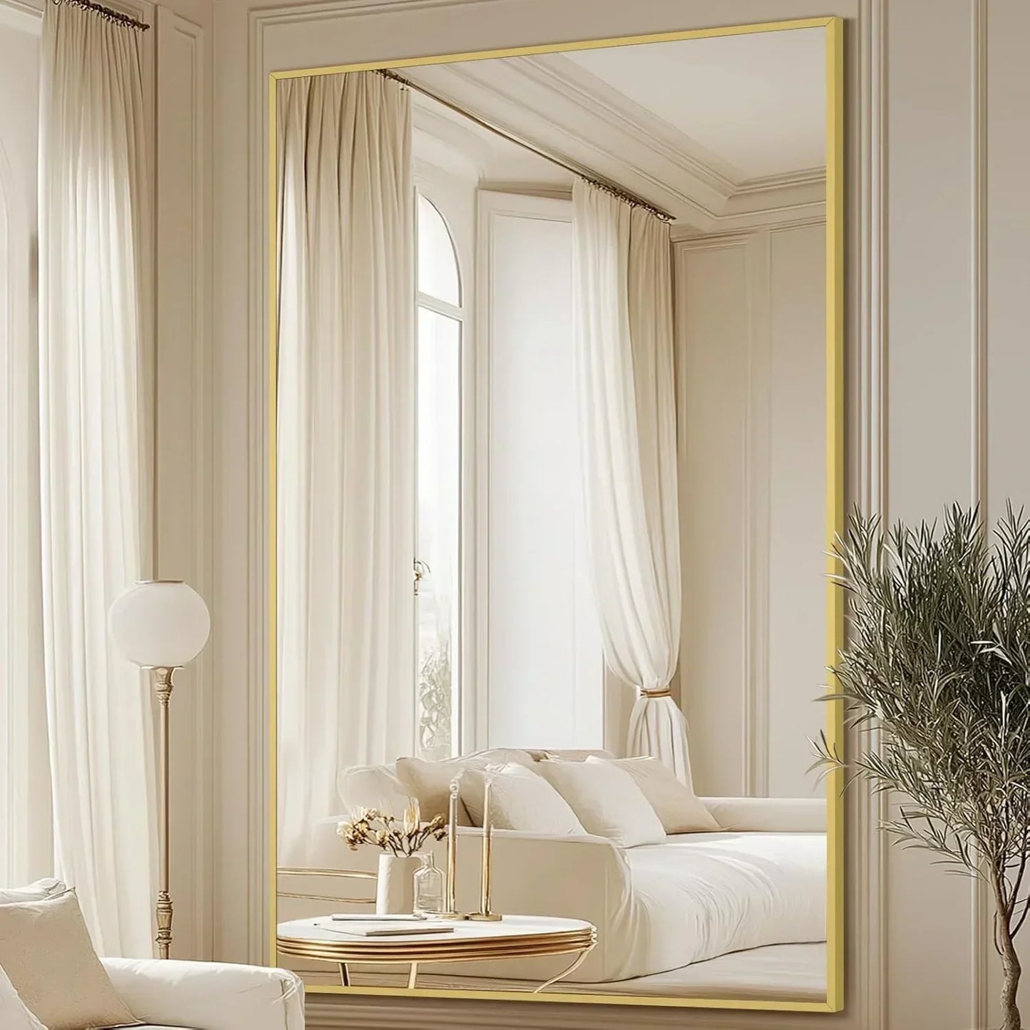 MELOMOIR Oversized Floor Mirror Freestanding, Full Length Mirror for Bedroom Living Room Dressing Room Gym Yoga Hair Salon, Gold Arched Mirror Full Length with Shatterproof Tempered Glass