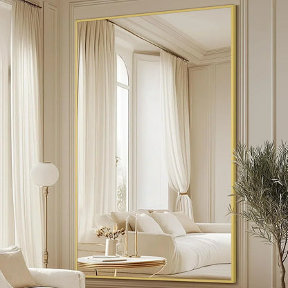 MELOMOIR Oversized Floor Mirror Freestanding, Full Length Mirror for Bedroom Living Room Dressing Room Gym Yoga Hair Salon, Gold Arched Mirror Full Length with Shatterproof Tempered Glass