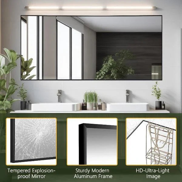MELOMOIR Full Length Mirror, Floor Mirror with Stand Hanging or Leaning, Aluminum Alloy Frame Full Body Mirror for Bedroom Living Room Cloakroom Hallway, Wall Mirror Full Length, Black - MIRRORONS