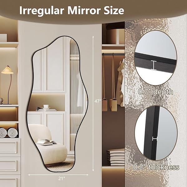 Mirrorons Irregular Wall Mirror, Black Asymmetrical Mirror Decorative Bathroom Mirror, Cloud Mirror, Modern Vanity Mirror, Shatterproof Black Mirror - MIRRORONS
