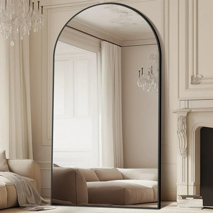 MELOMOIR 76"x44" Oversized Floor Mirror Freestanding, Arched Full Length Mirror for Bedroom Living Room Dressing Room Gym Yoga Hair Salon, Black Mirror Full Length with Shatterproof Tempered Glass