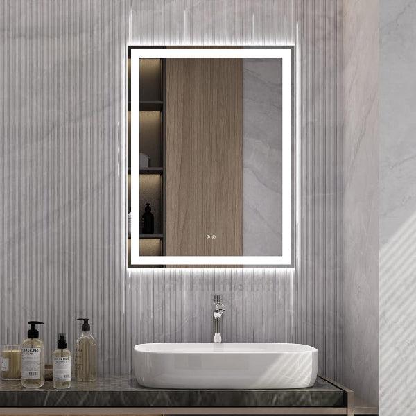 Mirrorons LED Bathroom Mirror, Lighted Mirror 24x32 Inch, Bathroom Vanity Mirror Dimmable Lights, Auto-Off Defogging, IP44 Waterproof Temperature Adjustable, Vertical/Horizontal
