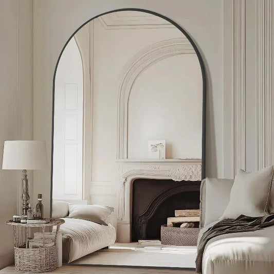 MELOMOIR Arched Full Length Mirror, Black Floor Mirror for Bedroom, Living Room, Gym, Dorm - MIRRORONS