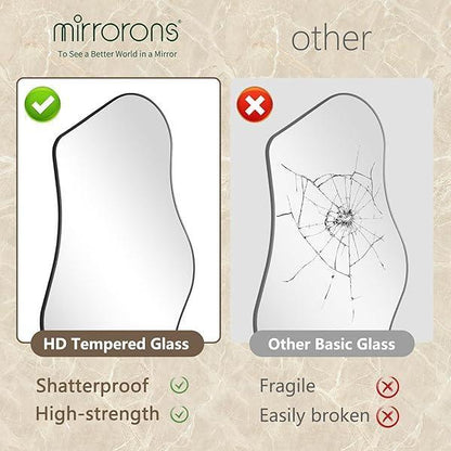 Mirrorons Irregular Wall Mirror, Black Asymmetrical Mirror Decorative Bathroom Mirror, Cloud Mirror, Modern Vanity Mirror, Shatterproof Black Mirror - MIRRORONS