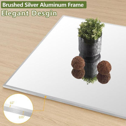 MELOMOIR Full Length Mirror, Silver Floor Mirror with Stand Hanging or Leaning, Aluminum Alloy Frame Full Body Mirror for Bedroom Living Room Cloakroom Hallway, Wall Mirror Full Length, Silver - MIRRORONS