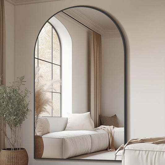 MELOMOIR Arched Full Length Mirror, Black Floor Mirror for Bedroom, Living Room, Gym, Dorm