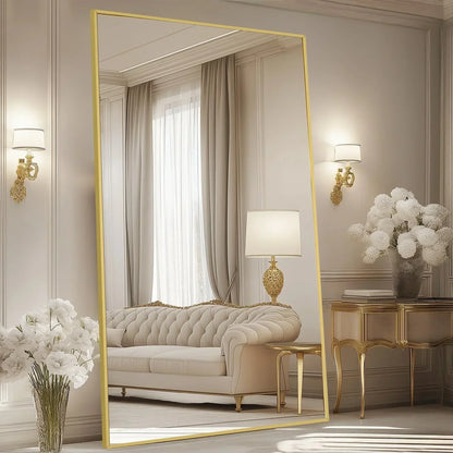 MELOMOIR 76"x44" Oversized Floor Mirror Freestanding, Arched Full Length Mirror for Bedroom Living Room Dressing Room Gym Yoga Hair Salon, Black Mirror Full Length with Shatterproof Tempered Glass