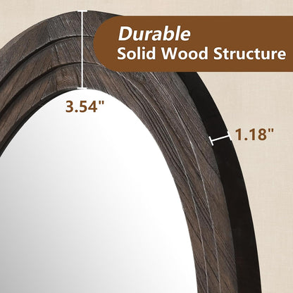 MELOMOIR Arched Solid Wood Full Length Mirror – Rustic Farmhouse Floor Mirror
