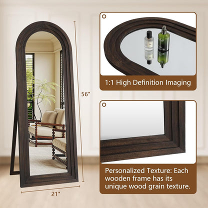 MELOMOIR Arched Solid Wood Full Length Mirror – Rustic Farmhouse Floor Mirror