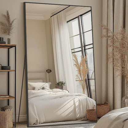 MELOMOIR Oversized Floor Mirror, Freestanding, Large Full Body Mirror for Bedroom, Living Room & Gym - Black Mirror with Tempered Glass - MIRRORONS