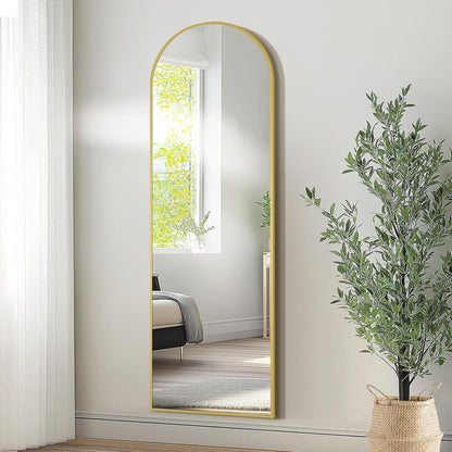 MELOMOIR Oversized Floor Mirror Freestanding, Full Length Mirror for Bedroom Living Room Dressing Room Gym Yoga Hair Salon, Gold Arched Mirror Full Length with Shatterproof Tempered Glass