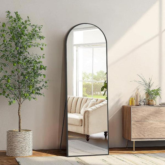 MELOMOIR Arched Full Length Mirror, Black Floor Mirror for Bedroom, Living Room, Gym, Dorm - MIRRORONS