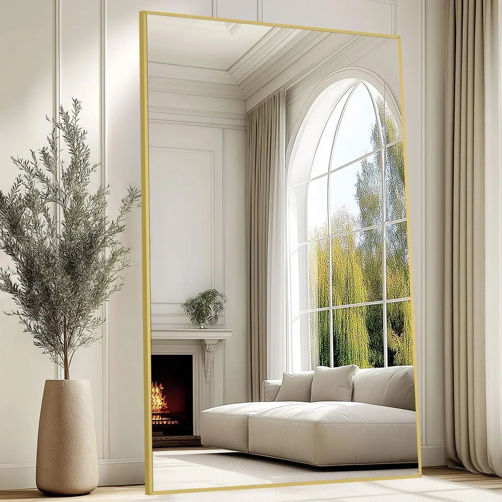 MELOMOIR 76"x44" Oversized Floor Mirror Freestanding, Arched Full Length Mirror for Bedroom Living Room Dressing Room Gym Yoga Hair Salon, Black Mirror Full Length with Shatterproof Tempered Glass