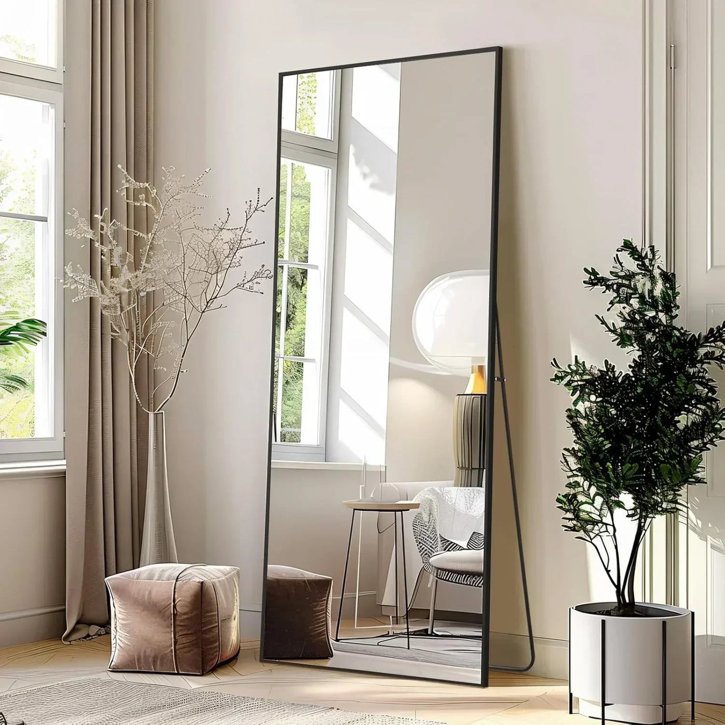 MELOMOIR Oversized Floor MirrMELOMOIR Oversized Floor Mirror Freestanding, Full Length Mirror for Bedroom Living Room Dressing Room Gym Yoga Hair Salon, Gold Arched Mirror Full Length with Shatterproof Tempered Glassor Freestanding