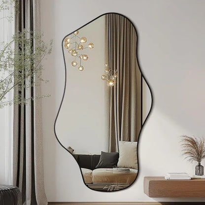 Mirrorons Irregular Wall Mirror, Black Asymmetrical Mirror Decorative Bathroom Mirror, Cloud Mirror, Modern Vanity Mirror, Shatterproof Black Mirror - MIRRORONS