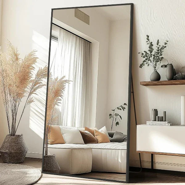MELOMOIR Oversized Floor Mirror, Freestanding, Large Full Body Mirror for Bedroom, Living Room & Gym - Black Mirror with Tempered Glass - MIRRORONS