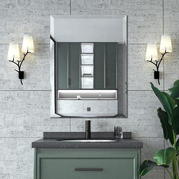 Beveled Mirror, Bathroom Mirrors for Wall, Frameless Rectangle Bathroom Mirror with Beveled Edge, Hangs Horizontally or Vertically, Upgraded Packing - MIRRORONS