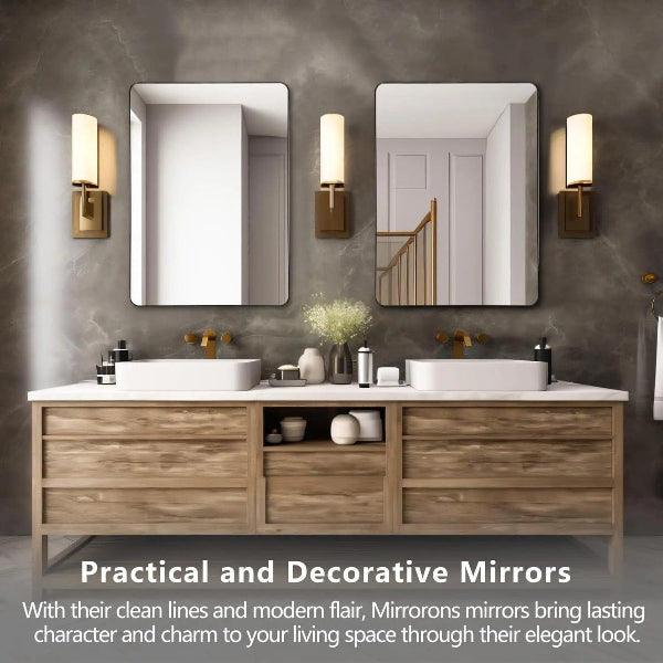 Black Bathroom Mirror, Black Wall Mirror, Matte Black Bathroom Vanity Mirror with Rounded Corner, Shatterproof (Horizontal/Vertical) - MIRRORONS