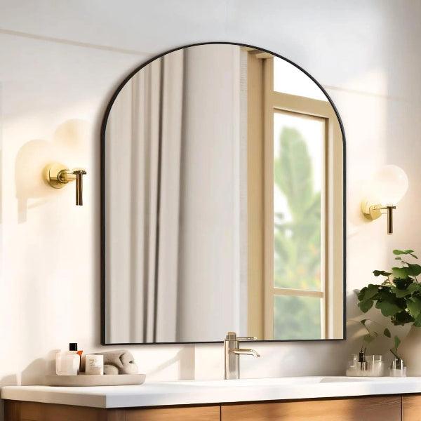 Black Bathroom Mirror, Black Wall Mirror, Matte Black Bathroom Vanity Mirror with Rounded Corner, Shatterproof (Horizontal/Vertical) - MIRRORONS