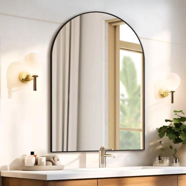Black Bathroom Mirror, Black Wall Mirror, Matte Black Bathroom Vanity Mirror with Rounded Corner, Shatterproof (Horizontal/Vertical) - MIRRORONS