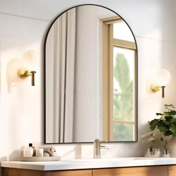 Black Bathroom Mirror, Black Wall Mirror, Matte Black Bathroom Vanity Mirror with Rounded Corner, Shatterproof (Horizontal/Vertical) - MIRRORONS