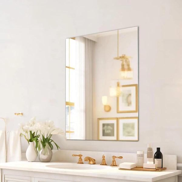 Mirrorons Frameless Mirror, Wall Mirror 18" x 24", Modern Rectangle Bathroom Mirrors for Wall with Polished Edge, Horizontally or Vertically. Upgraded Shatterproof Mirror, Entryways, Bathroom, Gym.