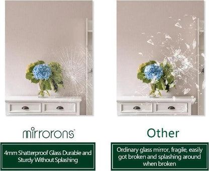 Mirrorons Frameless Mirror, Wall Mirror 18" x 24", Modern Rectangle Bathroom Mirrors for Wall with Polished Edge, Horizontally or Vertically. Upgraded Shatterproof Mirror, Entryways, Bathroom, Gym.