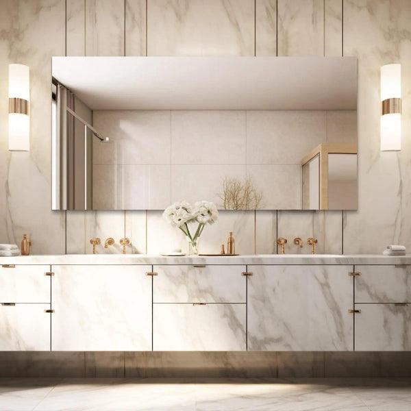 Mirrorons Frameless Mirror, Wall Mirror 18" x 24", Modern Rectangle Bathroom Mirrors for Wall with Polished Edge, Horizontally or Vertically. Upgraded Shatterproof Mirror, Entryways, Bathroom, Gym.