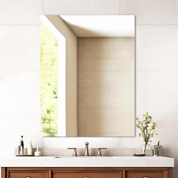 Mirrorons Frameless Mirror, Wall Mirror 18" x 24", Modern Rectangle Bathroom Mirrors for Wall with Polished Edge, Horizontally or Vertically. Upgraded Shatterproof Mirror, Entryways, Bathroom, Gym.
