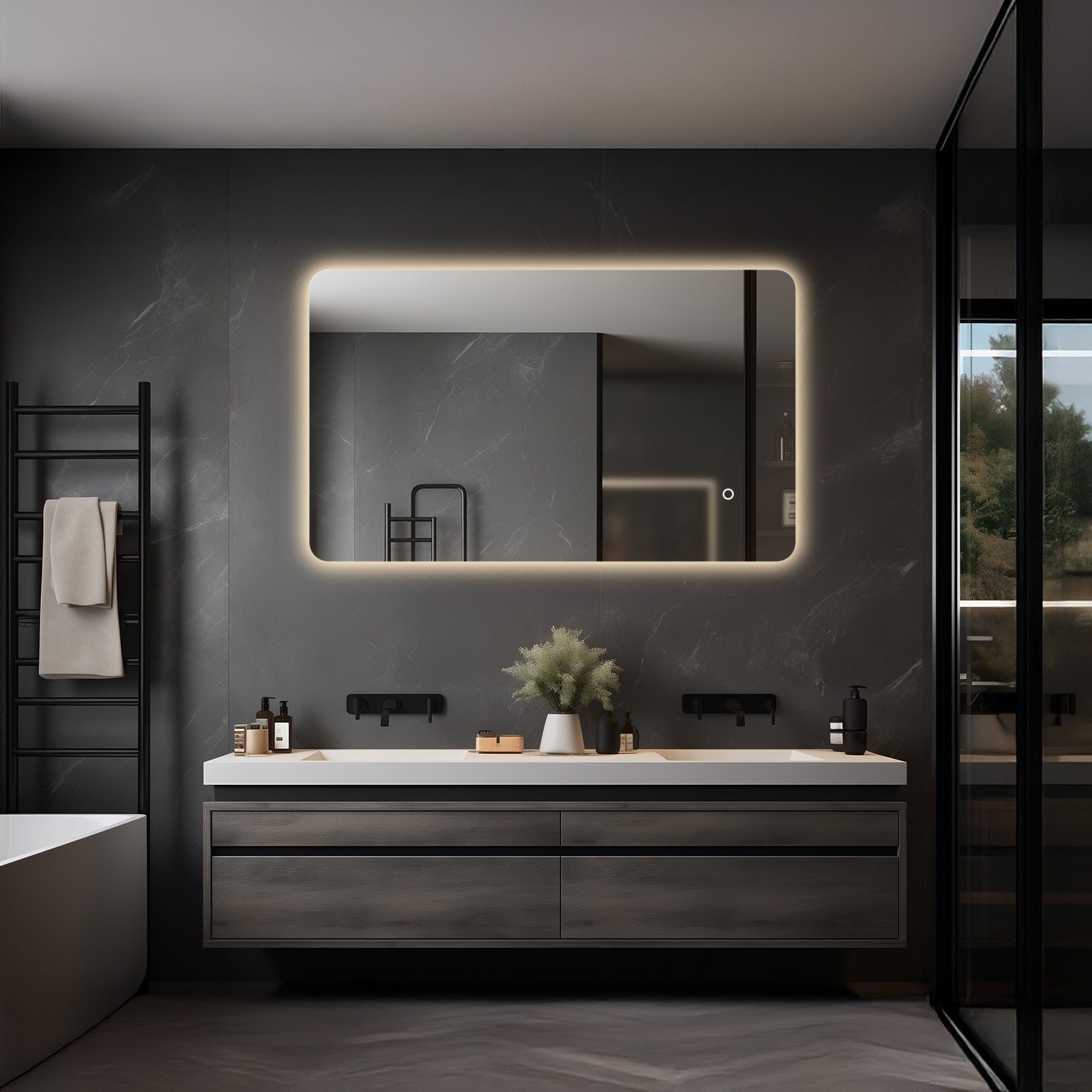 Luxury LED mirror with warm glow