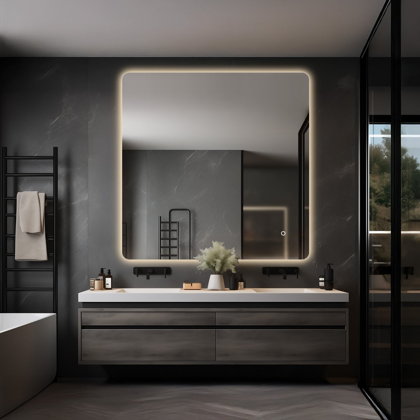 Corona Frameless LED Bathroom Mirror with Light, Anti-Fog, Dimmable, Backlit, Can Be Hanged Horizontally or Vertically, Shatterproof