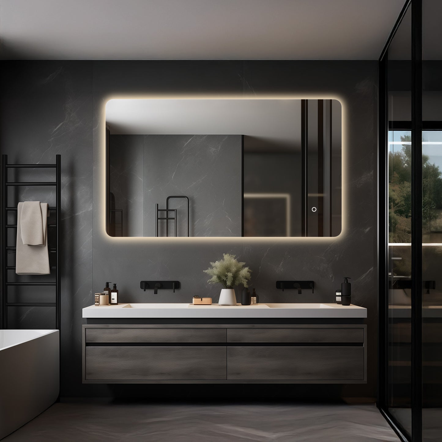 Corona Frameless LED Bathroom Mirror with Light, Anti-Fog, Dimmable, Backlit, Can Be Hanged Horizontally or Vertically, Shatterproof