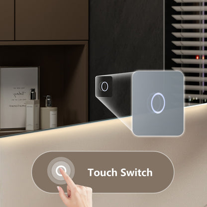 Lyra LED Bathroom Mirror, Modern Design, Acrylic Frame, Tri-Color Adjustable, Stepless Dimming, Anti-Fog