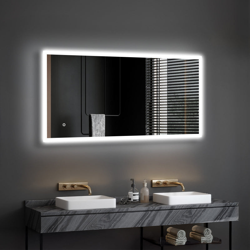 Lyra LED Bathroom Mirror, Modern Design, Acrylic Frame, Tri-Color Adjustable, Stepless Dimming, Anti-Fog